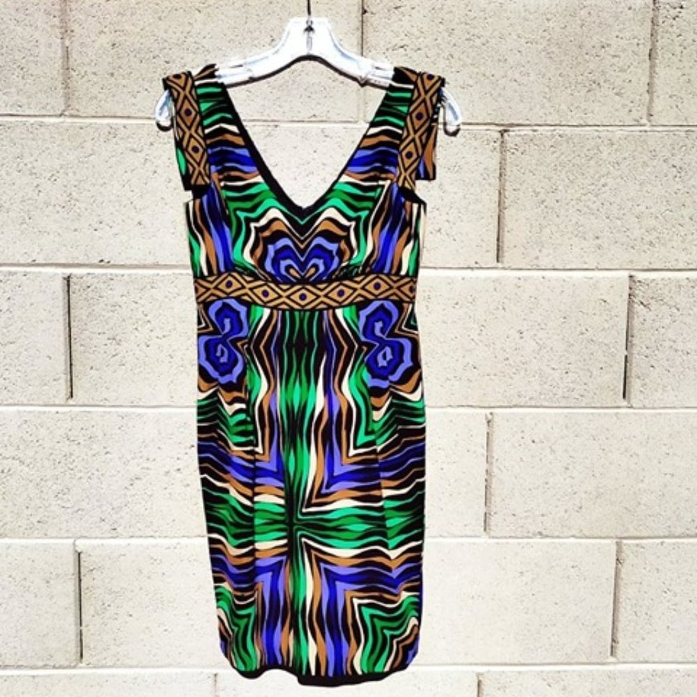EUC Black and Multicolor Silk Mini Dress